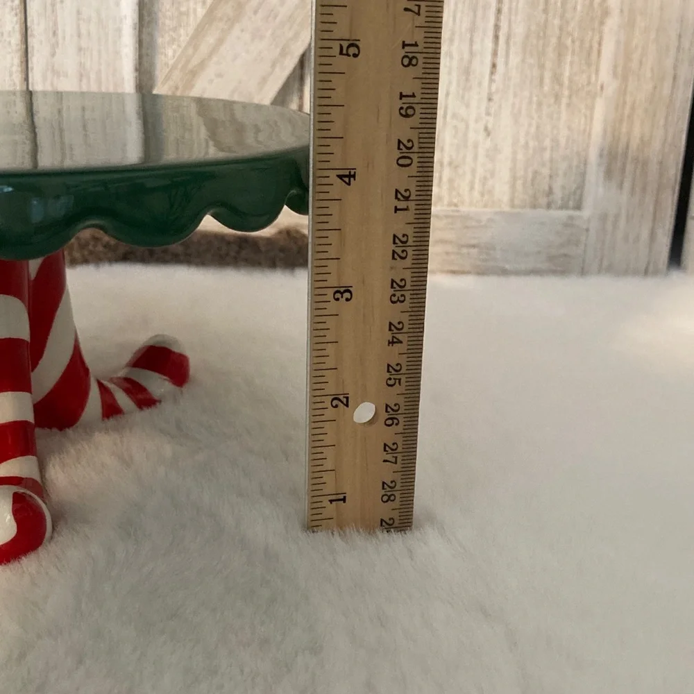 Target BP Christmas Festive Green Cake Stand with Red and White Striped Elf Base